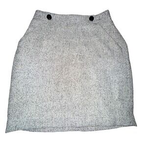 Tweed Mini Skirt Black White Speckled Button Accent‎ Women Size 4